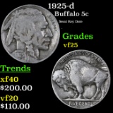 1925-d Buffalo Nickel 5c Grades vf+