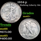 1934-p Walking Liberty Half Dollar 50c Grades GEM+ Unc