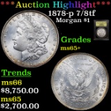 ***Auction Highlight*** 1878-p 7/8tf Morgan Dollar $1 Graded GEM+ Unc By USCG (fc)