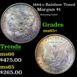 1884-o Morgan Dollar Rainbow Toned $1 Grades GEM+ Unc