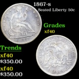 1867-s Seated Half Dollar 50c Grades xf