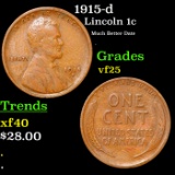1915-d Lincoln Cent 1c Grades vf+