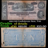 1864 $10 Confederate Note, T-68 Grades xf details