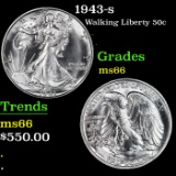 1943-s Walking Liberty Half Dollar 50c Grades GEM+ Unc