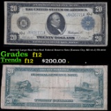 1914 $20 Large Size Blue Seal Federal Reserve Note (Kansas City, MO 10-J) FR-1002 Grades f, fine