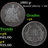 1861-p Seated Liberty Half Dime 1/2 10c Grades vg, very good