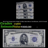 Set of 4x Consecutive 1934C $5 Blue Seal Silver Certificates, All CU Grade Grades Choice CU