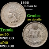1866 Indian Cent 1c Grades AU Details