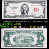 **Star Note** 1953C $2 Red Seal United States Note Grades vf+