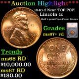***Auction Highlight*** 1940-d Lincoln Cent Near TOP POP! 1c Graded ms67+ rd By SEGS (fc)