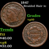 1847 Braided Hair Large Cent 1c Grades vg+
