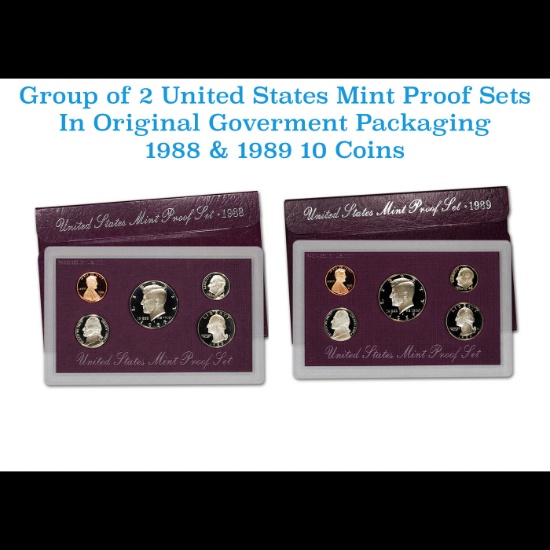 Group of 2 United States Mint Proof Sets 1988-1989 10 coins