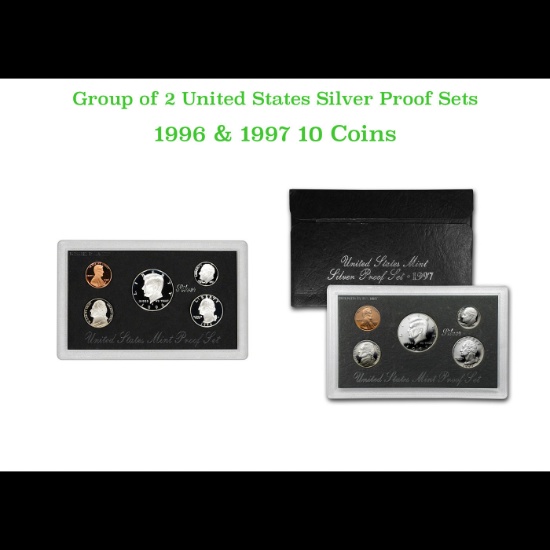 1996-1997 United States Mint Silver Proof Set. 10 Coins Inside.