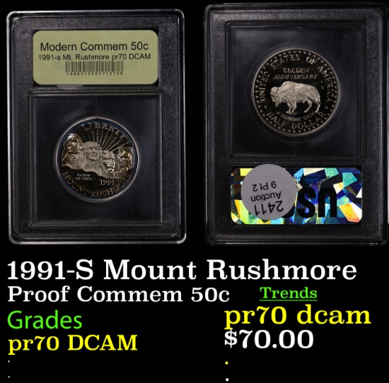 Proof 1991-S Mount Rushmore Modern Commem Half Dollar 50c Graded GEM++ Proof Deep Cameo By USCG