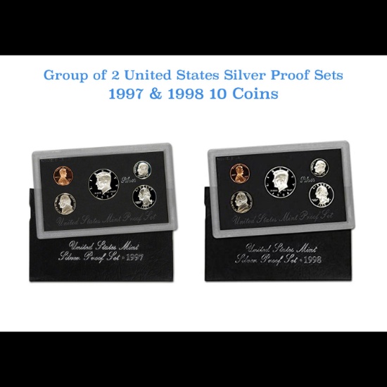 1997-1998 United States SILVER Mint Proof Set. 10 Coins Inside.