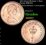 1971 Great Britain 1/2 New Penny KM-914 Grades GEM+ Unc