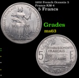 1952 French Oceania 5 Francs KM-4 Grades Select Unc