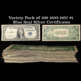 Variety Pack of 100 1935-1957 $1 Blue Seal Silver Certificates Grades ng