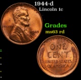 1944-d Lincoln Cent 1c Grades Select Unc RD