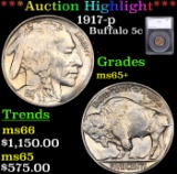 ***Auction Highlight*** 1917-p Buffalo Nickel 5c Graded ms65+ BY SEGS (fc)