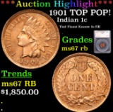 ***Auction Highlight*** 1901 Indian Cent TOP POP! 1c Graded ms67 rb BY SEGS (fc)