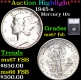 ***Auction Highlight*** 1945-s Mercury Dime 10c Graded ms67 fsb By SEGS (fc)