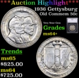 ***Auction Highlight*** 1936 Gettysburg Old Commem Half Dollar 50c Graded ms64+ BY SEGS (fc)