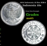 1954 Indonesia 10 Sen KM-6 Grades GEM Unc