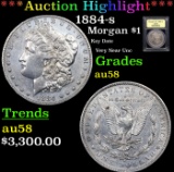***Auction Highlight*** 1884-s Morgan Dollar $1 Graded Choice AU/BU Slider BY USCG (fc)