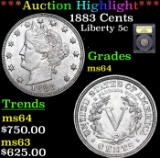 ***Auction Highlight*** 1883 Cents Liberty Nickel 5c Graded Choice Unc By USCG (fc)