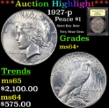 ***Auction Highlight*** 1927-p Peace Dollar $1 Graded Choice+ Unc BY USCG (fc)