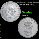 1968 Denmark 1 Krone KM-851.1 Grades Select Unc