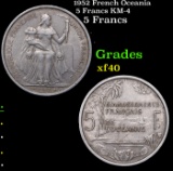 1952 French Oceania 5 Francs KM-4 Grades xf