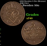 1950 Sweden 5 Ore (Bronze) KM-779.2 Grades xf