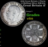 1936 Great Britain 1 Florin (2 Shilling) Silver KM-834 Grades vf++