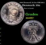1964 Denmark 10 Ore KM-849.1 Grades GEM++ Unc