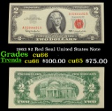 1963 $2 Red Seal United States Note Grades Gem+ CU