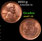 1953-p Lincoln Cent 1c Grades GEM++ Unc RB
