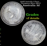 1942S Australia 3 Pence Threepence Silver KM-37 Grades vf details