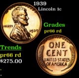 Proof 1939 Lincoln Cent 1c Grades Gem+ Proof Red