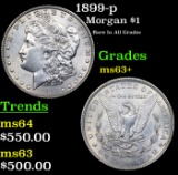 1899-p Morgan Dollar $1 Graded ms63+ BY SEGS
