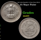 1961 India-Republic 25 Naye Paise KM-47 Grades Select Unc