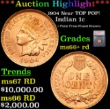 ***Auction Highlight*** 1904 Indian Cent Near TOP POP! 1c Graded ms66+ rd BY SEGS (fc)