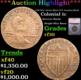 ***Auction Highlight*** 1786 New Jersey Colonial Cent Maris 15-T 'Leaning Head' 1c Graded vf30 BY SE