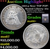 ***Auction Highlight*** 1883-p Seated Liberty Quarter Near TOP POP! 25c Graded ms66+ BY SEGS (fc)