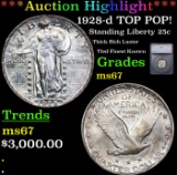***Auction Highlight*** 1928-d Standing Liberty Quarter TOP POP! 25c Graded ms67 BY SEGS (fc)