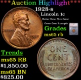***Auction Highlight*** 1928-s Lincoln Cent 1c Graded ms65 rb By SEGS (fc)