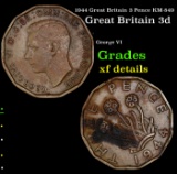 1944 Great Britain 3 Pence KM-849 Grades xf details