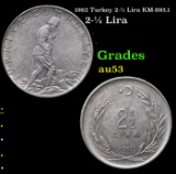 1962 Turkey 2-1/2 Lira KM-893.1 Grades Select AU
