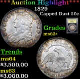 ***Auction Highlight*** 1829 Capped Bust Half Dollar 50c Graded Select+ Unc BY USCG (fc)